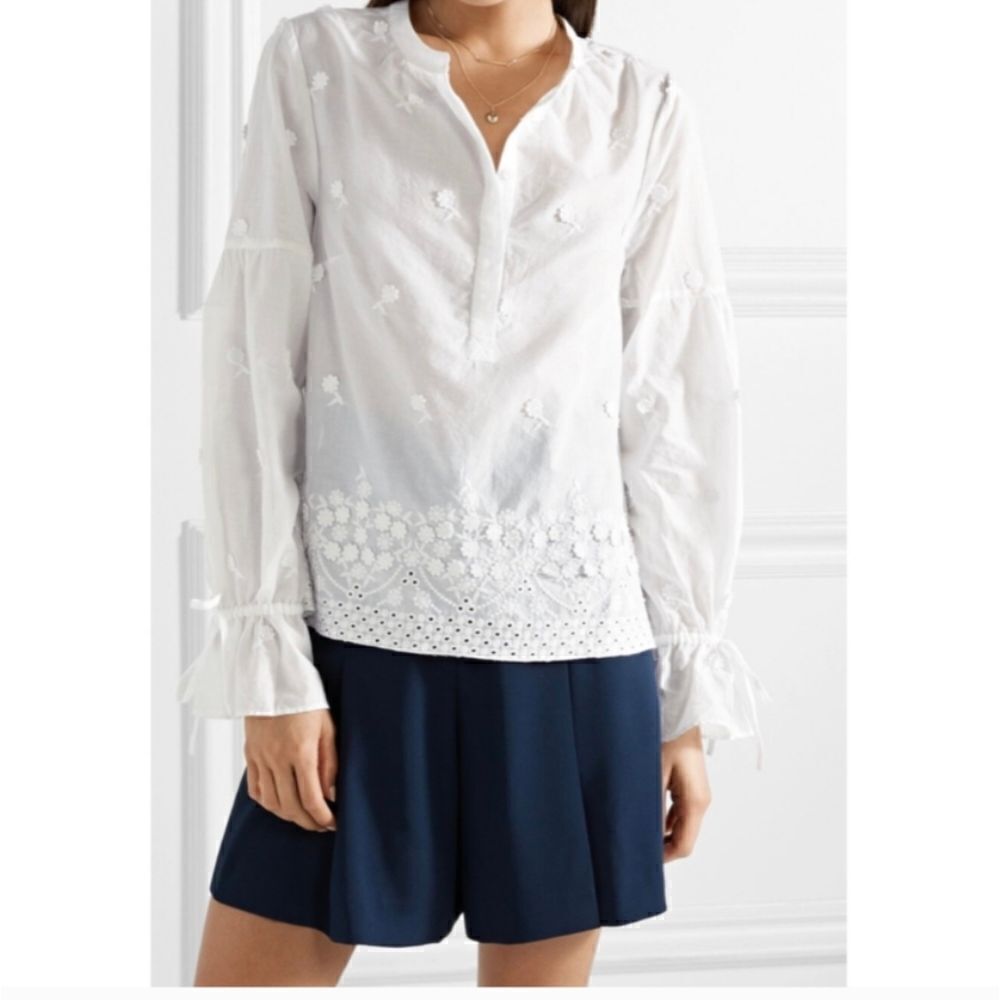 J. Crew Falling Blossoms cotton-poplin blouse